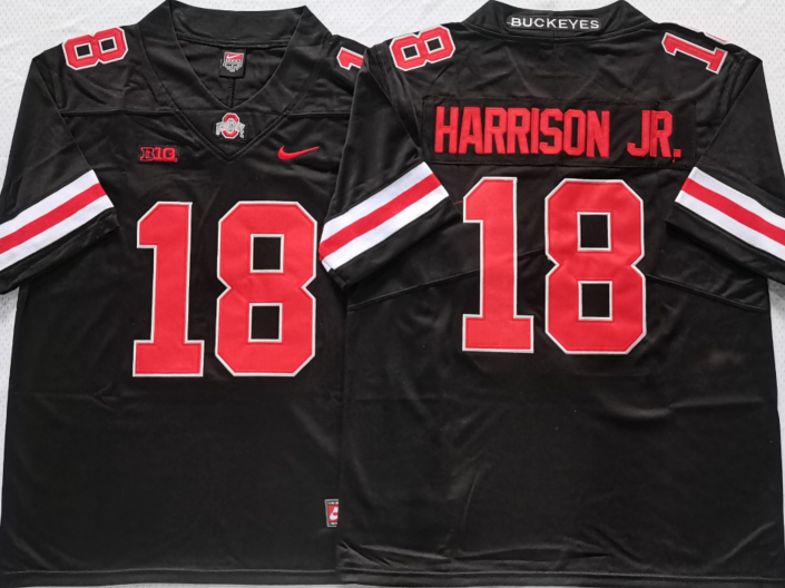 Men's Ohio State Buckeyes Marvin Harrison JR #18 Black Player Game Jersey sports jersey product view 1