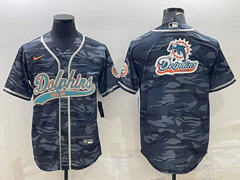 Men's Miami Dolphins Grey Camouflage Game Jersey1 football jersey product view 1