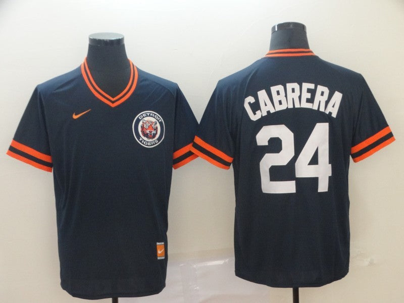 Men's Detroit Tigers Miguel Cabrera #24 Navy Replica Player Jersey baseball jersey product view 1