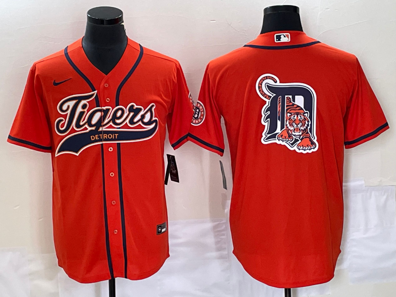 Men's Detroit Tigers Orange Replica Jersey1 Joint Edition baseball jersey product view 1
