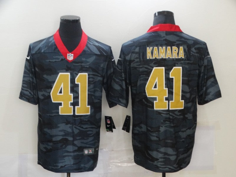 Men's New Orleans Saints Alvin Kamara #41 Gray Camouflage Game Jersey2 football jersey product view 1