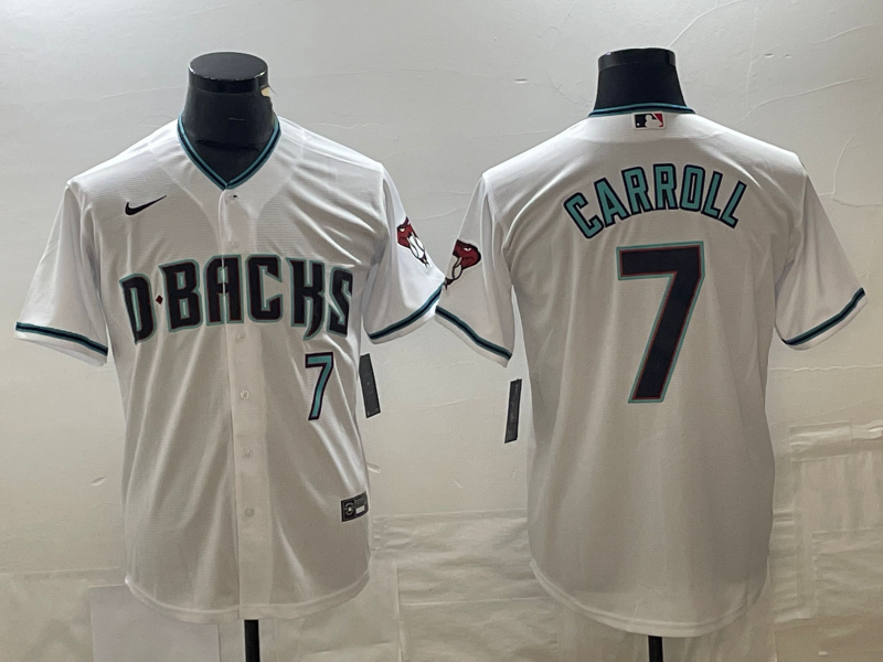 Men's Arizona Diamondbacks Corbin Carroll #7 White 2023 World Series Replica Player Jersey1 baseball jersey product view 1