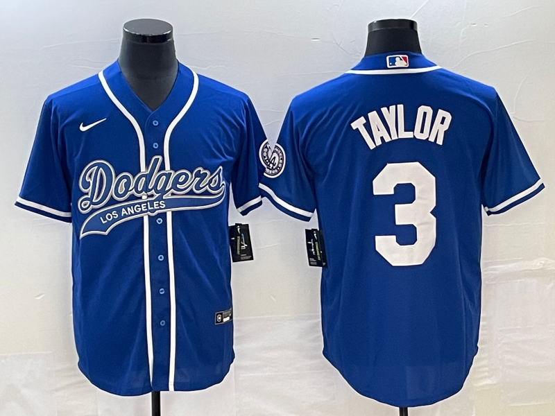 Men's Los Angeles Dodgers Chris Taylor #3 Royal Player Jersey1 Joint Edition baseball jersey product view 1