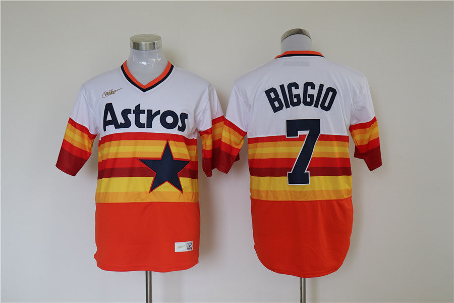 Men's Houston Astros Craig Biggio #7 White Home Cooperstown Collection Player Jersey baseball jersey product view 1