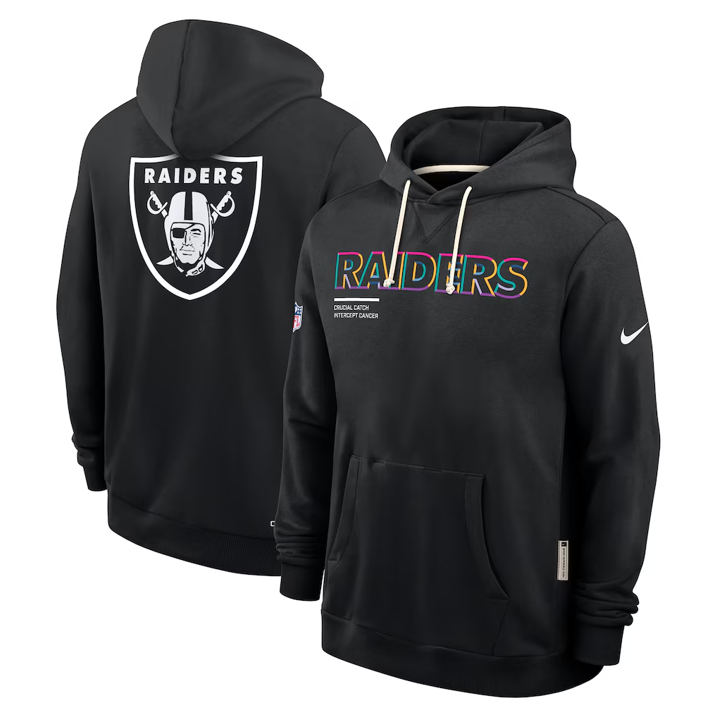 Men's Las Vegas Raiders Nike Black 2025 NFL Crucial Catch Sideline Standard Issue Dri-FIT Hoodie football jersey product view 1