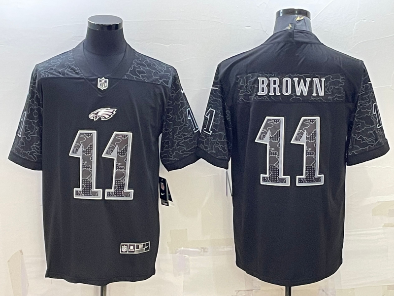 Men's Philadelphia Eagles A.J. Brown #11 Black RFLCTV Limited Jersey1 football jersey product view 1