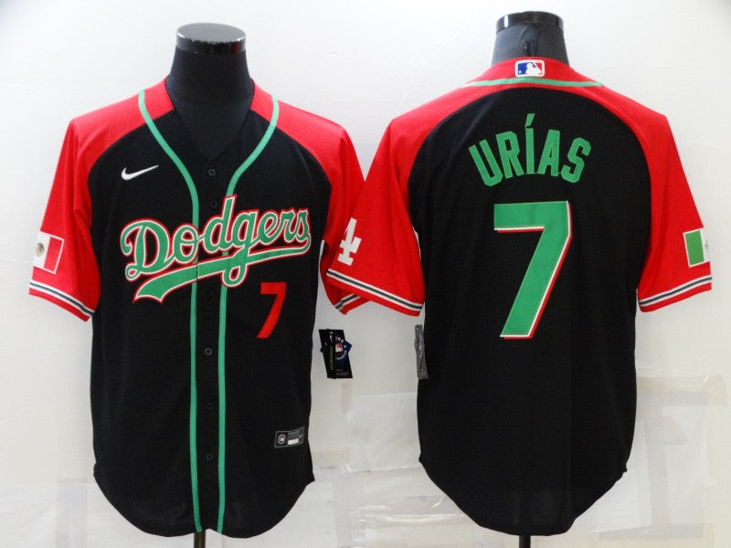 Men's Los Angeles Dodgers Julio Urias #7 Black Alternate Game Jersey1 baseball jersey product view 1
