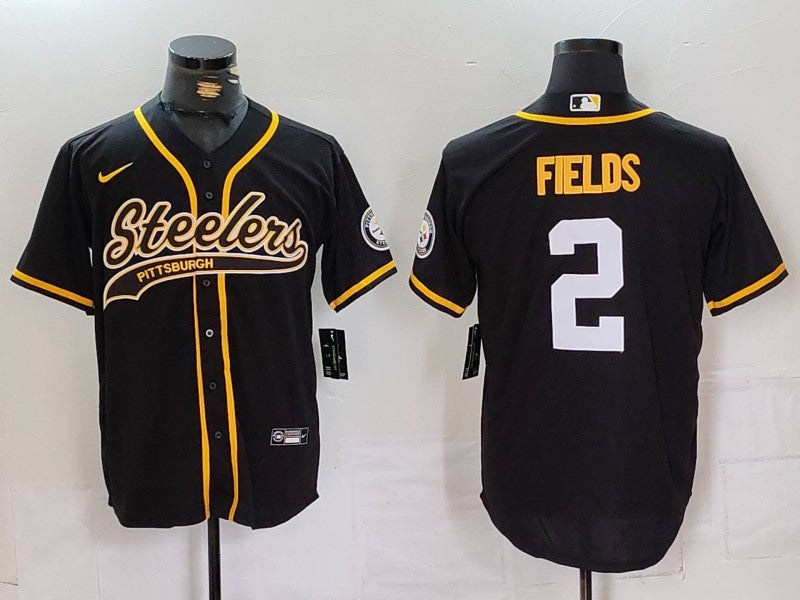 Men's Pittsburgh Steelers Justin Fields #2 Black Player Game Jersey1 football jersey product view 1