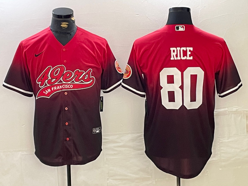 Men's San Francisco 49ers Jerry Rice #80 Scarlet Player Jersey1 football jersey product view 1