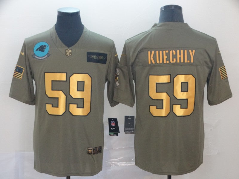 Men's Carolina Panthers Luke Kuechly #59 Brown Player Game Jersey1 football jersey product view 1