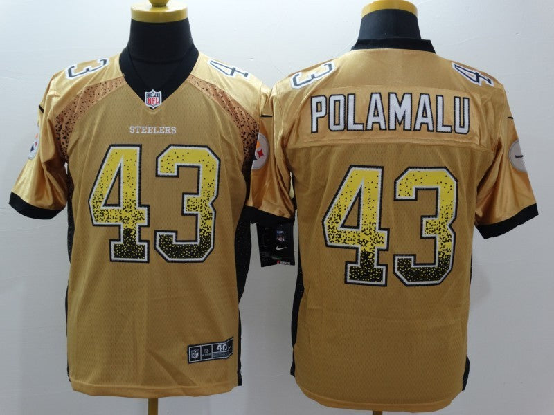 Men's Pittsburgh Steelers Troy Polamalu #43 Gold Player Game Jersey1 football jersey product view 1