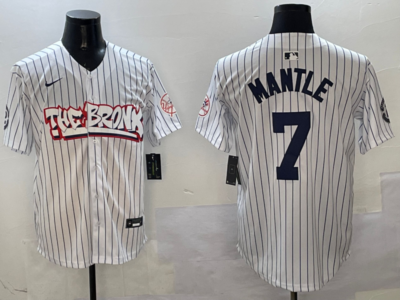 Men's New York Yankees Mickey Mantle White Limited Player Jersey1 baseball jersey product view 1