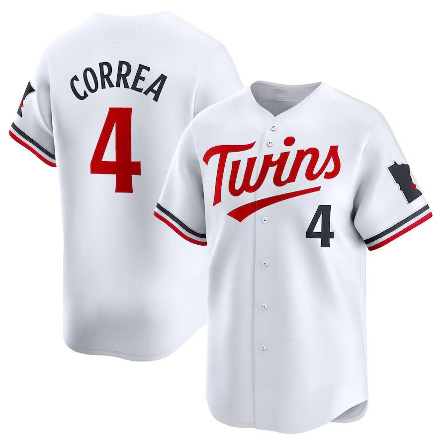Minnesota Twins #4 Carlos Correa White Home Limited Player Baseball Jersey baseball jersey product view 1
