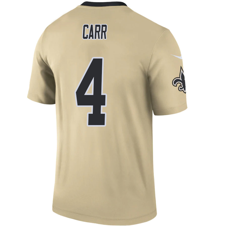 #4 Derek Carr Player NO.Saints Gold Inverted Game Football Jerseys football jersey product view 1