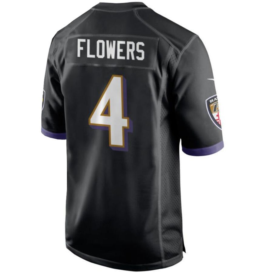 B.Ravens #4 Zay Flowers Player Black Game Home Football Jerseys football jersey product view 1