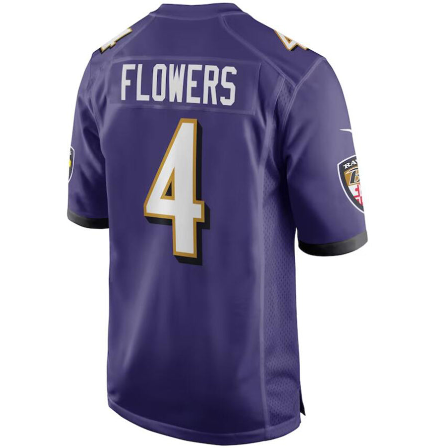 B.Ravens #4 Zay Flowers Purple Player Game Home Football Jerseys football jersey product view 1