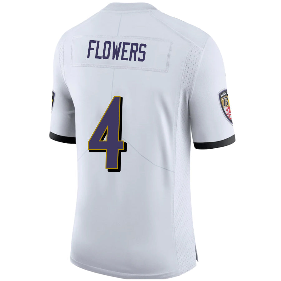 B.Ravens #4 Zay Flowers Whtie Player Game Stitched Football Jerseys football jersey product view 1