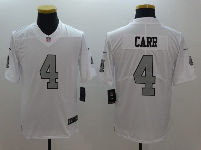 Men's Oakland Raiders Derek Carr Jersey- White-Silver Numbers football jersey product view 1