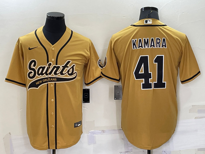 Men's New Orleans Saints Alvin Kamara #41 Yellow Game Jersey1 Joint Edition football jersey product view 1