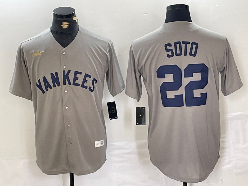 Men's New York Yankees Juan Soto #22 Gray Road Cooperstown Collection Player Jersey1 baseball jersey product view 1