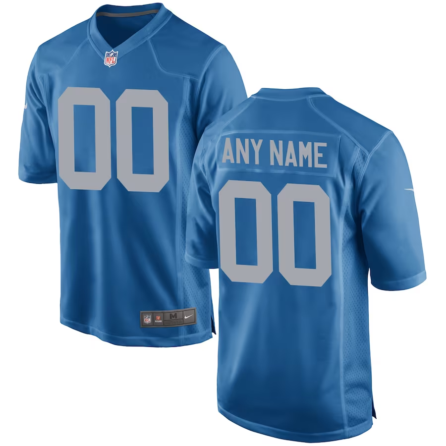 Custom1 Detroit Lions Blue Throwback Game Jersey1 football jersey product view 1