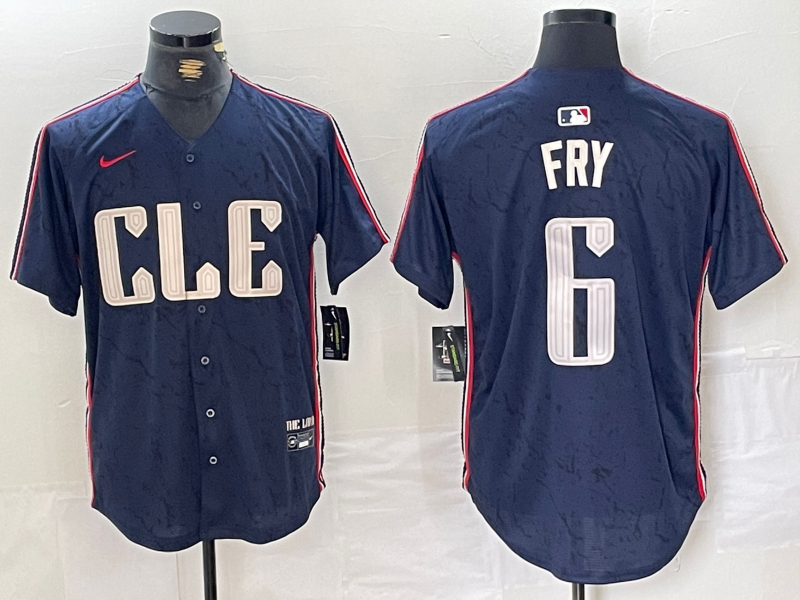 Men's Cleveland Guardians David Fry #6 Navy 2024 City Connect Limited Jersey1 baseball jersey product view 1