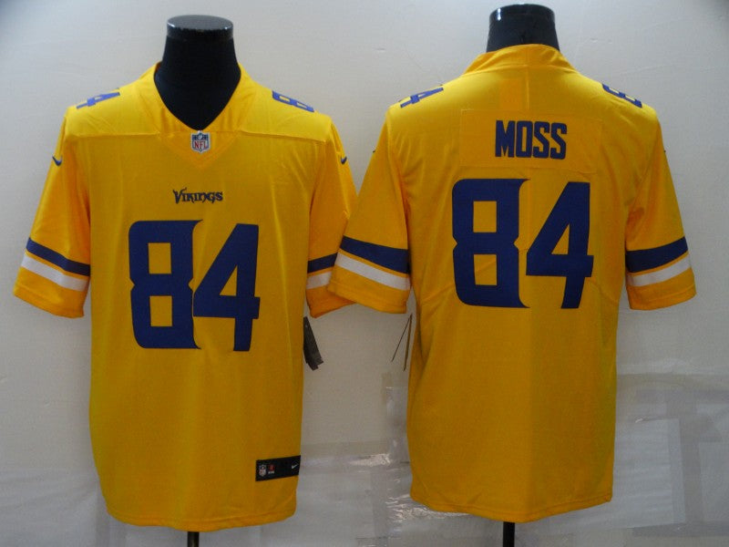 Men's Minnesota Vikings Randy Moss #84 Gold Team Inverted Game Jersey1 football jersey product view 1