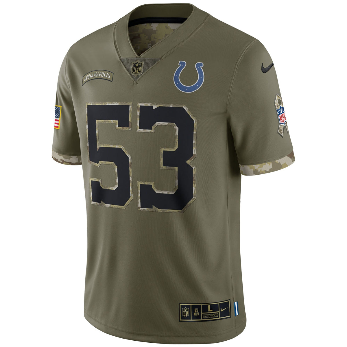 Shaquille Leonard Indianapolis Colts Nike Salute To Service Limited Jersey - Olive football jersey product view 2