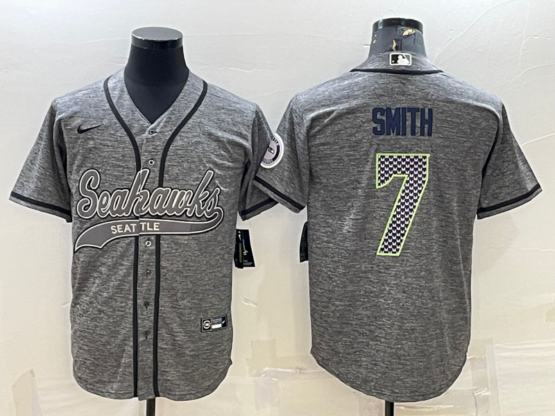 Men's Seattle Seahawks Geno Smith #7 Gray Player Jersey Joint Edition football jersey product view 1