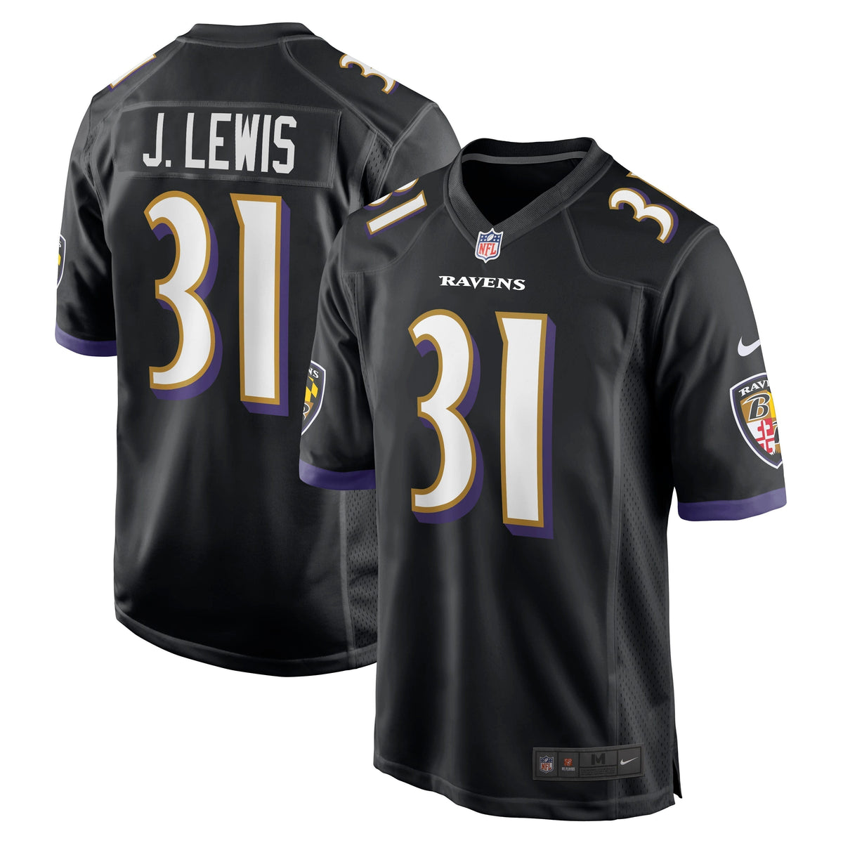 Jamal Lewis Baltimore Ravens Nike Retired Jersey - Black football jersey product view 1