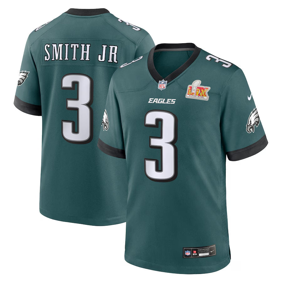 Men's Philadelphia Eagles Nolan Smith Nike Midnight Green Super Bowl LIX Game Jersey football jersey product view 1