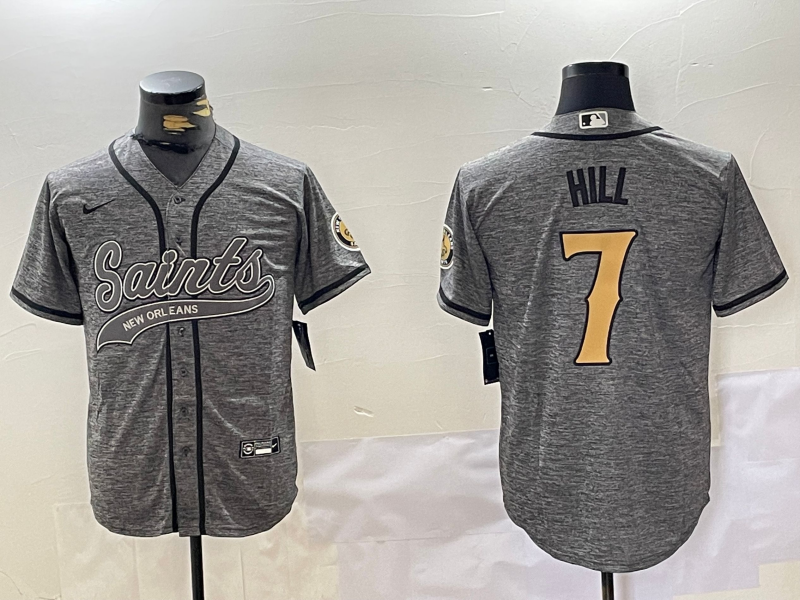 Men's New Orleans Saints Taysom Hill #7 Gray Player Jersey1 football jersey product view 1