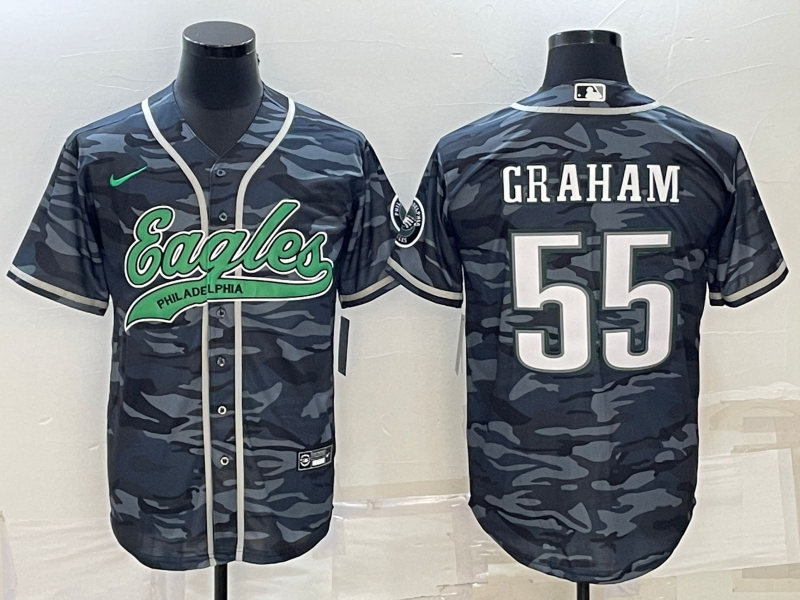 Men's Philadelphia Eagles Brandon Graham #55 Grey Camouflage Game Jersey1 Joint Edition football jersey product view 1
