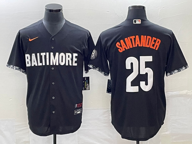 Men's Baltimore Orioles Anthony Santander #25 Black 2023 City Connect Replica Player Jersey1 baseball jersey product view 1