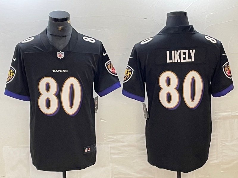 Men's Baltimore Ravens Isaiah Likely #80 Black Player Game Jersey1 football jersey product view 1