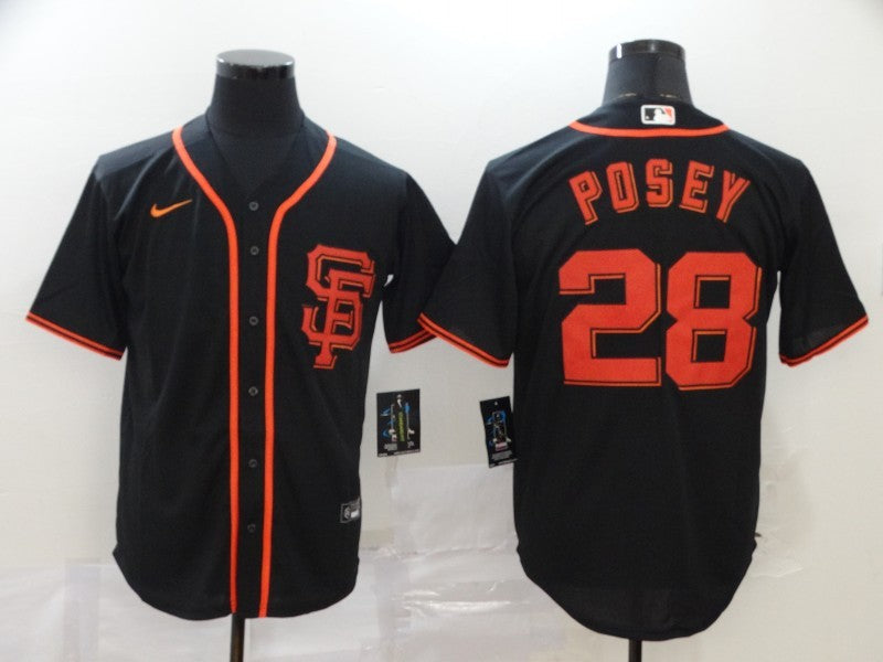 Men's San Francisco Giants Buster Posey #28 Black Replica Baseball Jersey1 baseball jersey product view 1