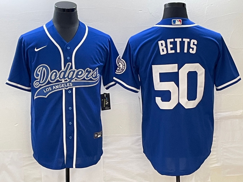 Men's Los Angeles Dodgers Mookie Betts #50 Royal Player Jersey1 Joint Edition baseball jersey product view 1