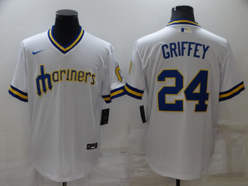 Men's Seattle Mariners Ken Griffey Jr. #24 White Replica Player Jersey1 baseball jersey product view 1