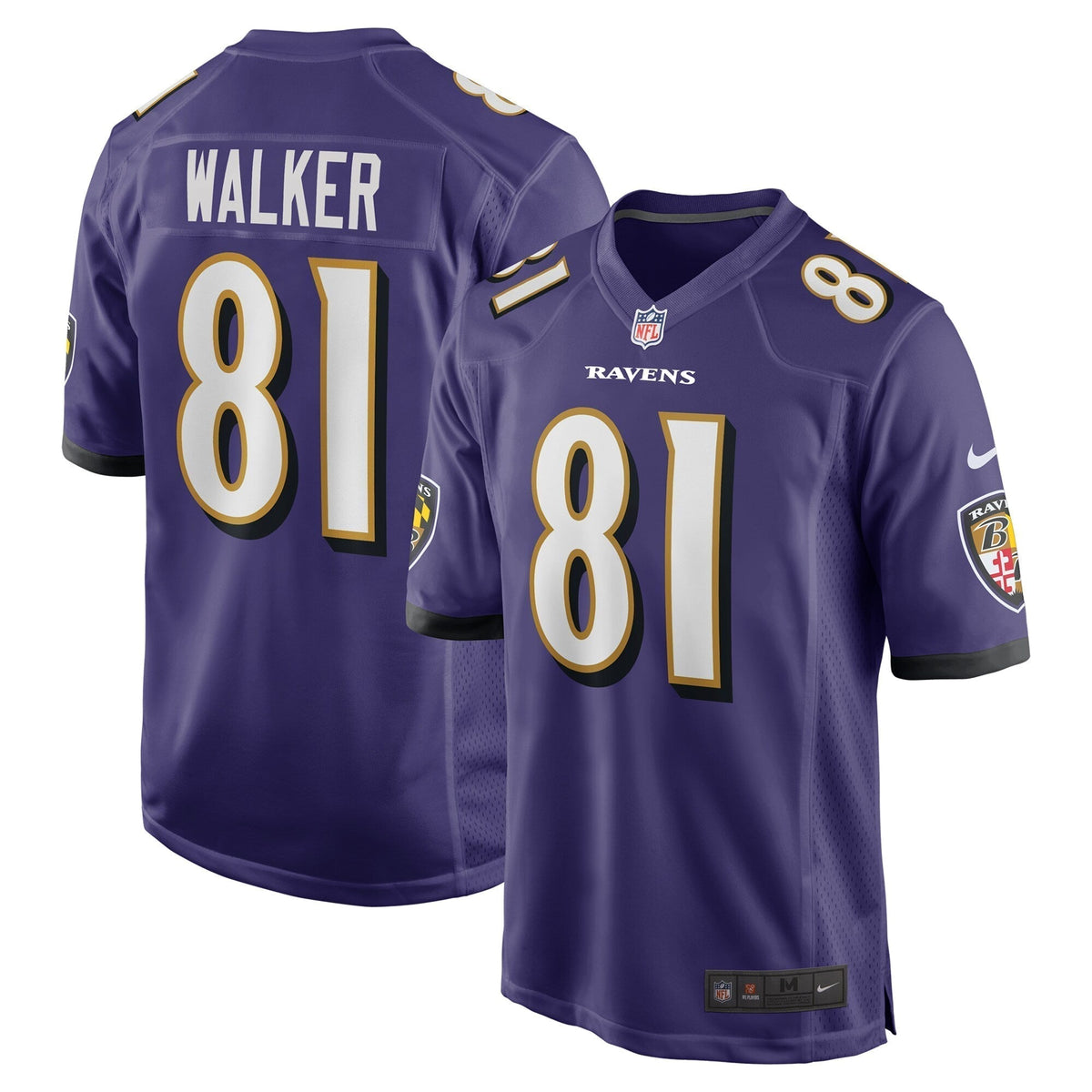 Devontez Walker Baltimore Ravens Nike Team Game Jersey - Purple football jersey product view 1