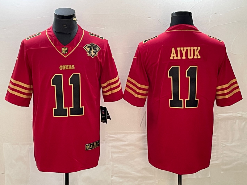 Men's San Francisco 49ers Brandon Aiyuk #11 Scarlet Player Jersey1 football jersey product view 1