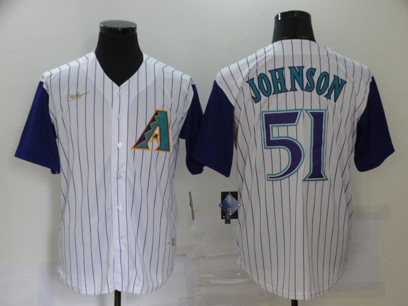 Men's Arizona Diamondbacks Randy Johnson #51 White Replica Baseball Jersey1 baseball jersey product view 1
