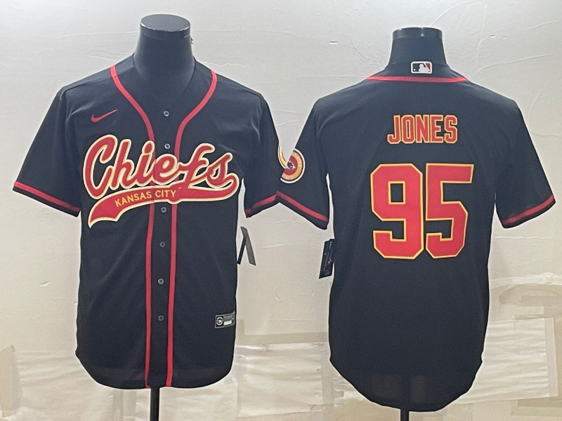 Men's Kansas City Chiefs Chris Jones #95 Black Game Jersey1 Joint Edition football jersey product view 1