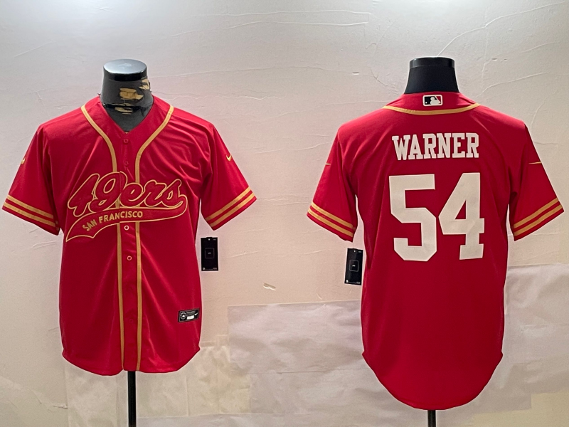 Men's San Francisco 49ers Fred Warner #54 Scarlet Team Game Jersey1 football jersey product view 1