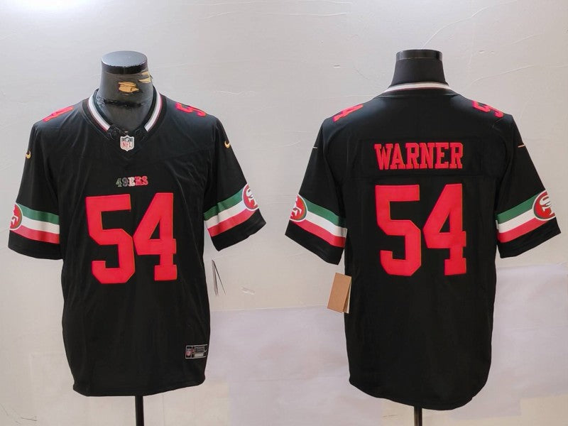 Men's San Francisco 49ers Fred Warner #54 Black Game Player Jersey1 football jersey product view 1