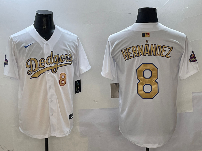 Men's Los Angeles Dodgers Enrique Hernandez #8 White 2025 Gold Collection Limited Jersey1 baseball jersey product view 1