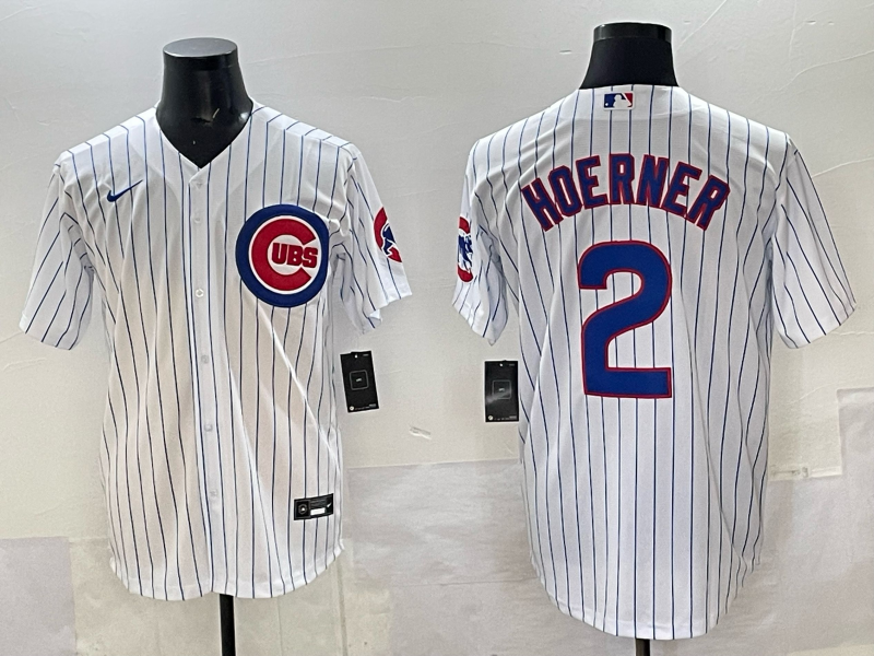 Men's Chicago Cubs Nico Hoerner #2 White Home Limited Player Jersey baseball jersey product view 1