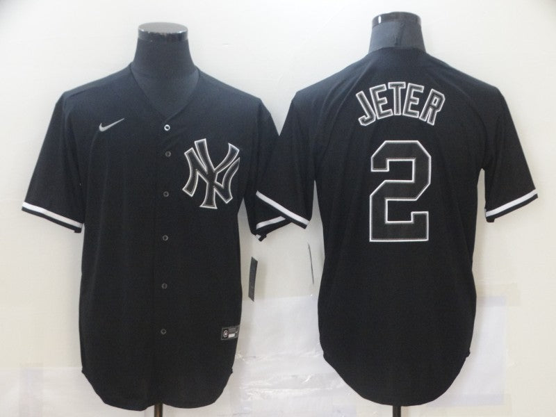 Men's New York Yankees Derek Jeter #2 Black Authentic Game Jersey1 baseball jersey product view 1