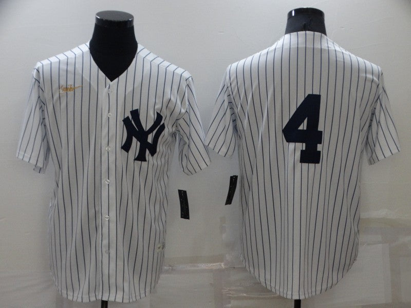 Men's New York Yankees Lou Gehrig #4 White Home Replica Player Name Jersey baseball jersey product view 1