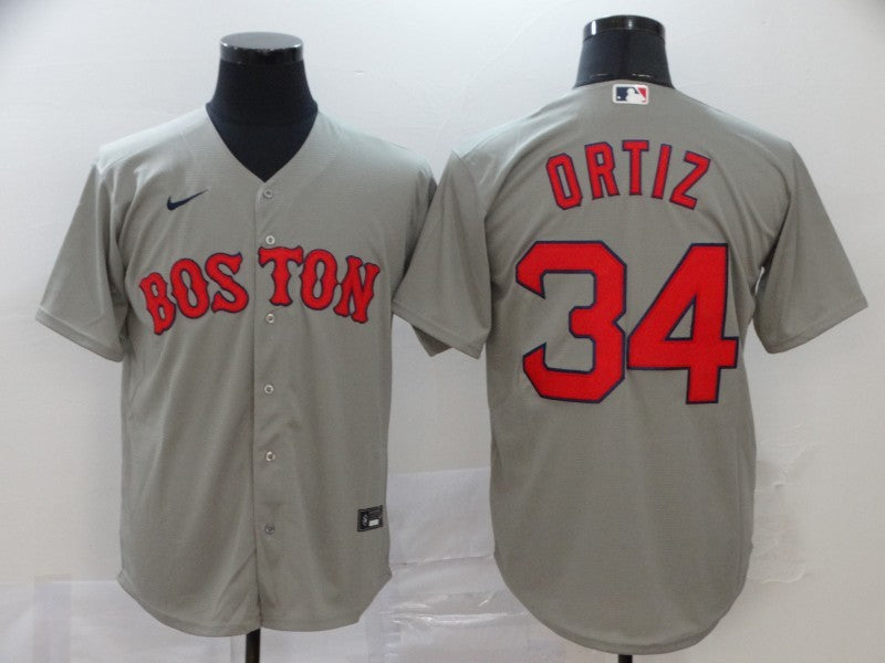 Men's Boston Red Sox David Ortiz #34 Gray Replica Baseball Jersey1 baseball jersey product view 1