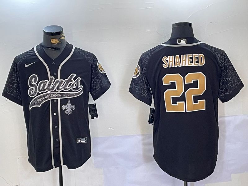 Men's New Orleans Saints Rashid Shaheed #22 Black RFLCTV Limited Jersey1 football jersey product view 1